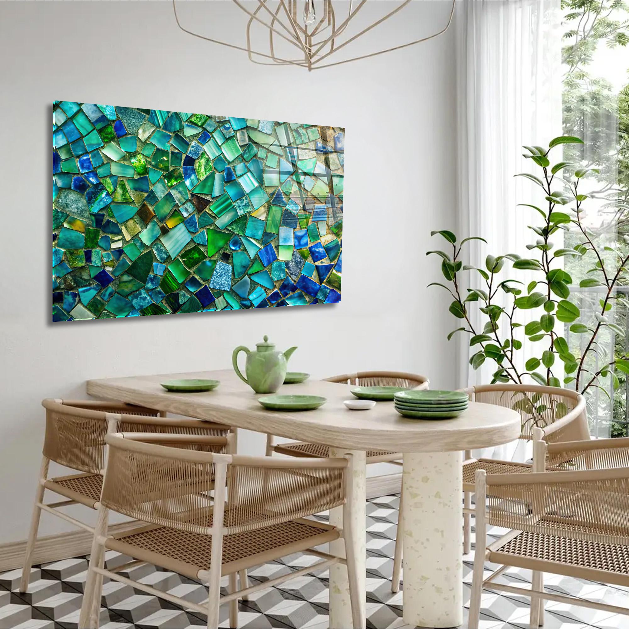 Ocean Mosaic Look Tempered Glass Wall Art, Coastal Decor - Etsy