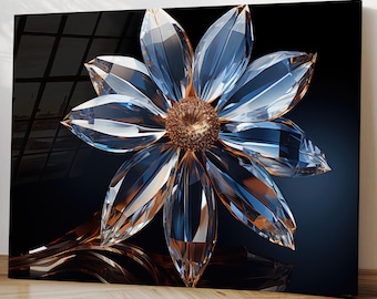 Escultura de flor de cristal, lujosa flor de vidrio, decoración moderna y elegante para el hogar.