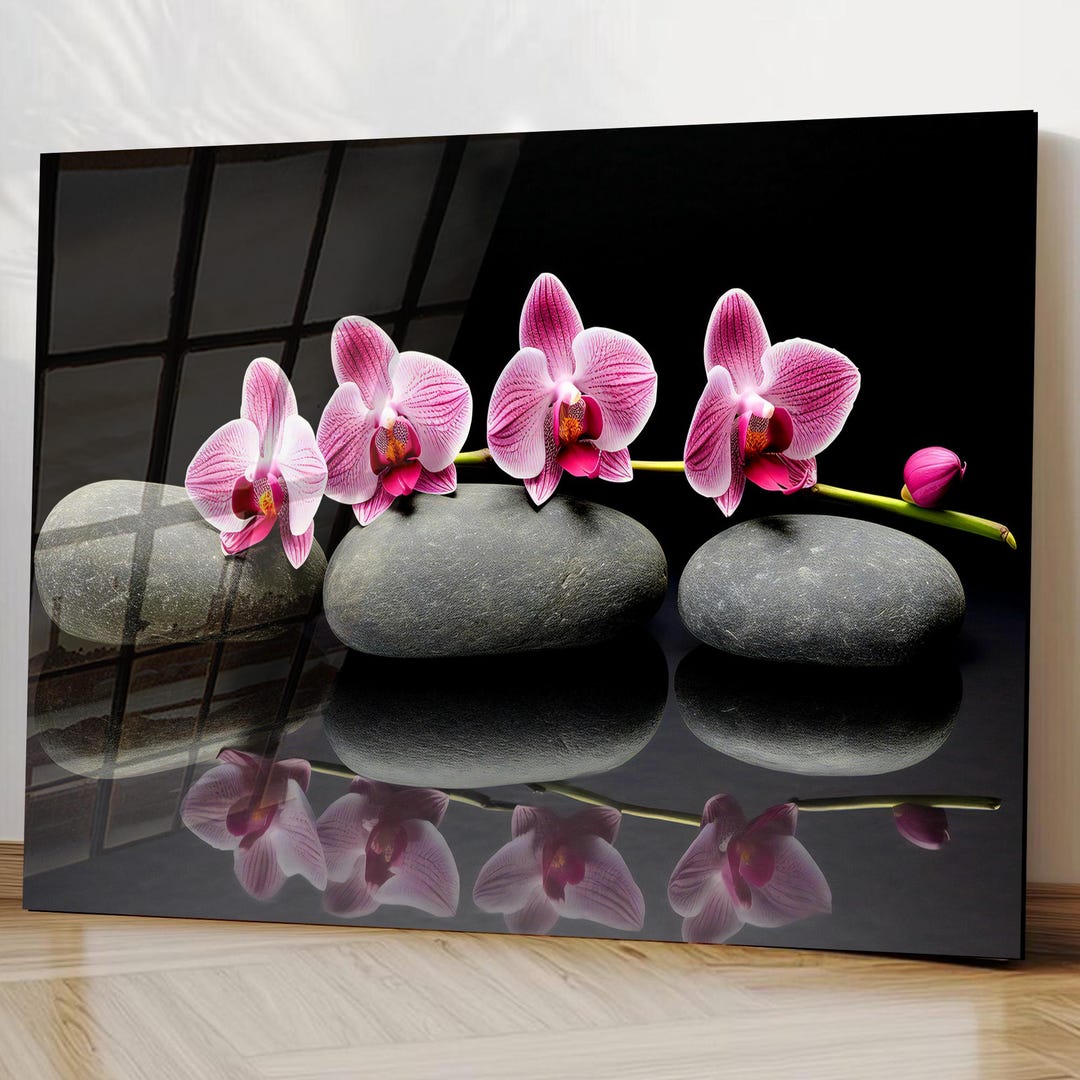 Pink Orchid Tempered Glass Wall Art: Zen Floral Decor - Etsy