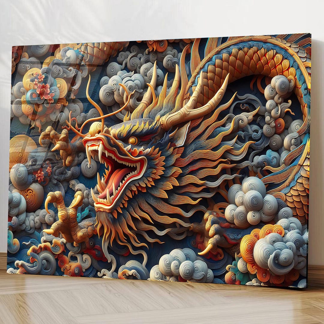 Chinese Dragon Tempered Glass Wall Art – Mythical Asian Decor - Etsy