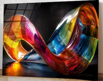 Tempered Glass Wall Art Colorful Infinity Abstract Design, Modern Statement Wall Decor