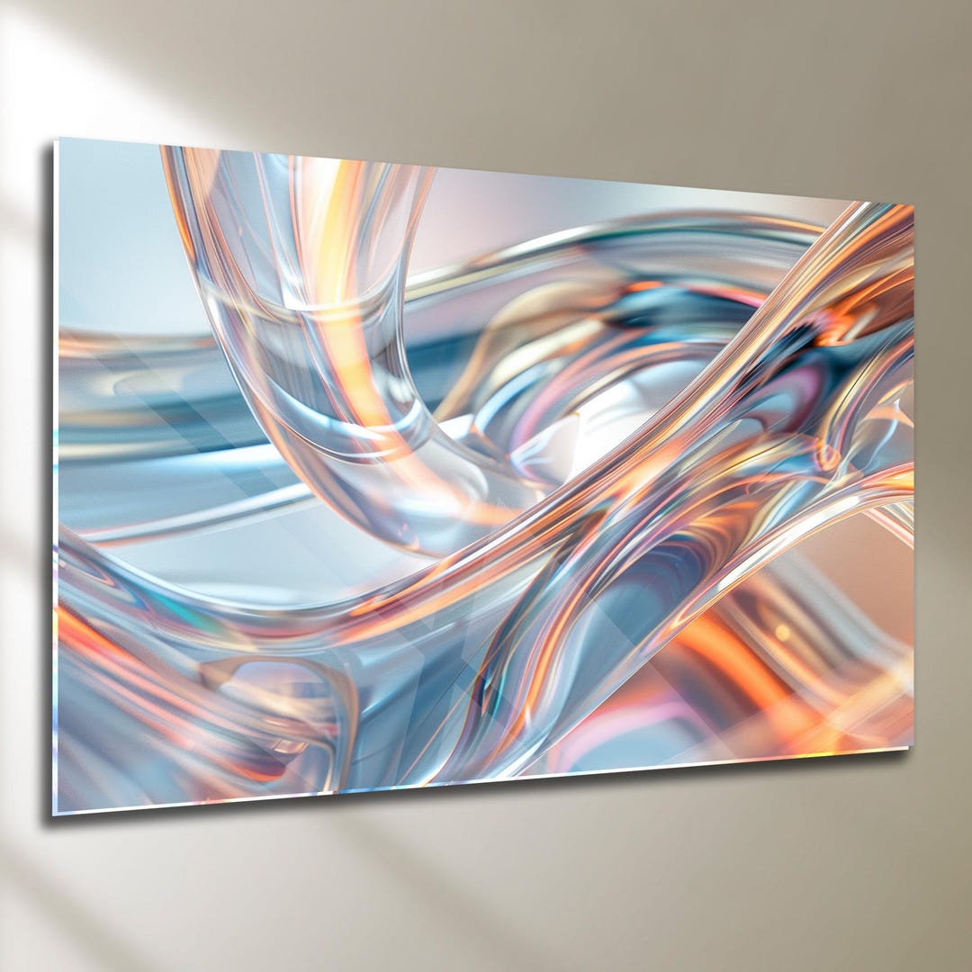 Tempered Glass Wall Art, Abstract Modern Wall Decor, Colorful 3D Effect ...