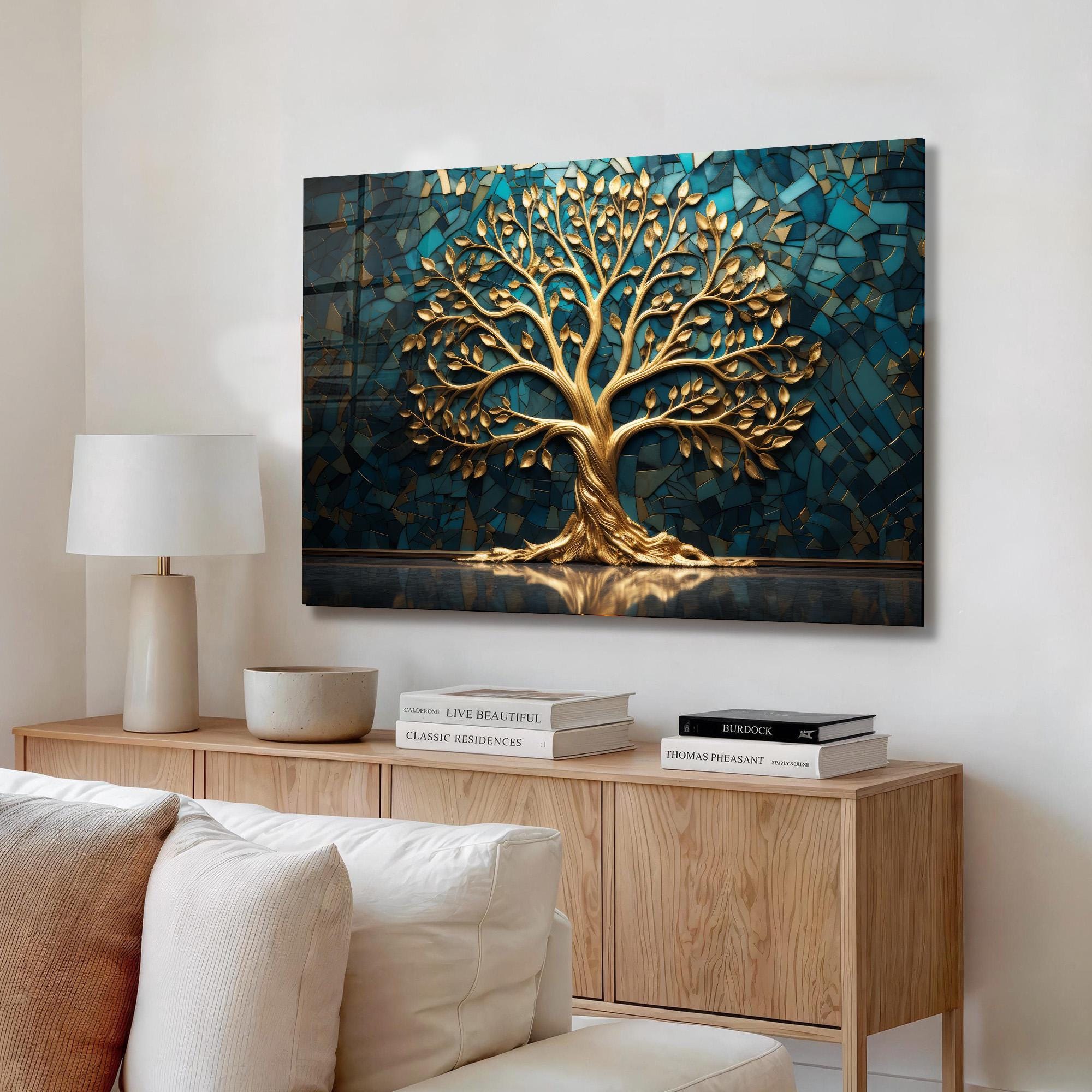 Verre trempé Mur Art-Floral Wall Decor-mandala Home Decor-Nature Wall Art-Vie de larbre Wall Art