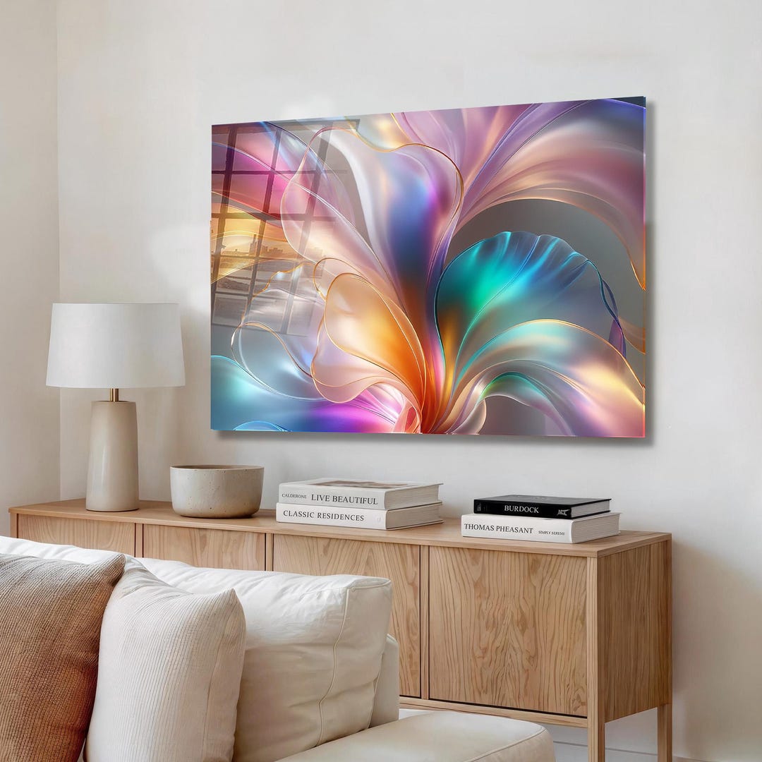 Tempered Glass Wall Art Colorful Abstract Floral – Modern Botanical ...