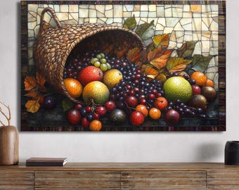 Decoración de pared de vidrio templado para otoño, ideal para la cocina rústica de estilo granja o comedor.