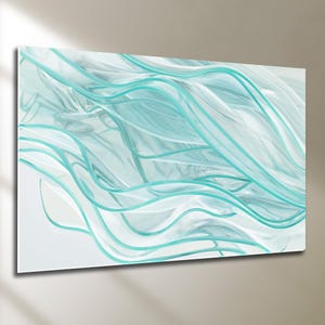 Décoration murale abstraite en verre trempé, vague - Décoration océan moderne
