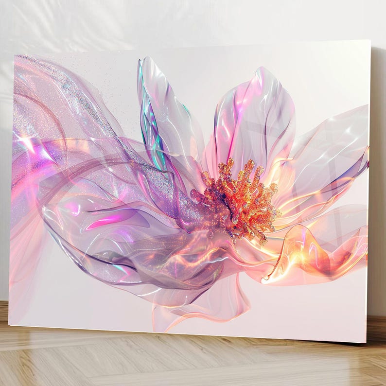 Arte mural en vidrio templado, decoración floral abstracta para pared