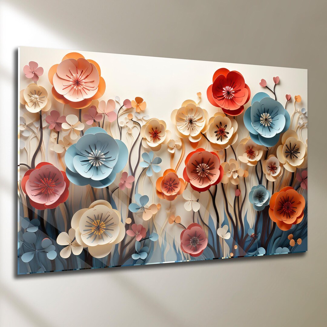 Floral Tempered Glass Wall Art – Modern Botanical Flower Decor - Etsy