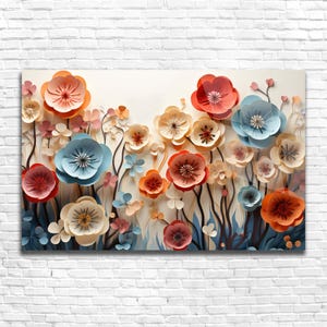 Colorful Floral Glass Wall Art – Tempered Glass Flower Artwork, Modern Botanical Wall Decor for Living Room, Bedroom - Extra Large Wall Art