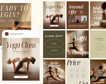 Modèles de publication Instagram Yoga | Pack de médias sociaux Canva (téléchargement numérique)