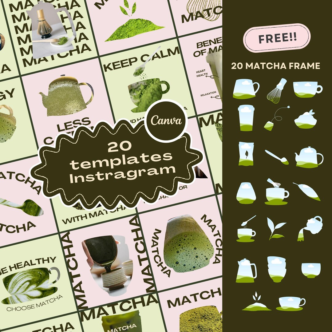 Matcha Instagram Templates and Frames for Canva (digital Download ...