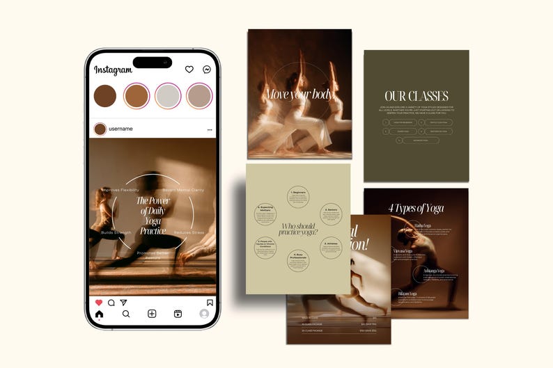 Yoga Instagram Post Templates | Canva Social Media Pack (digital ...