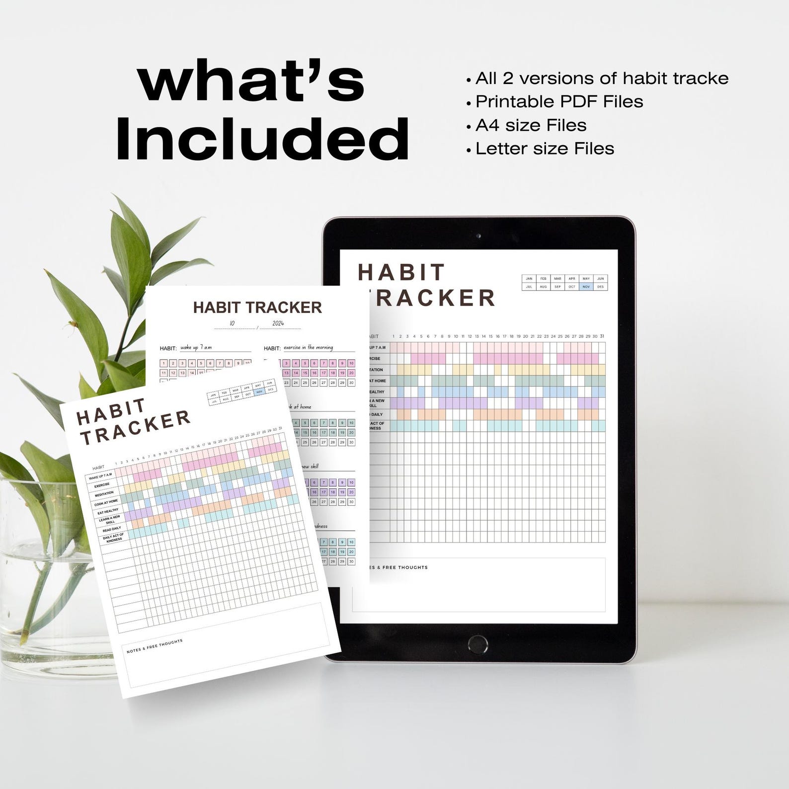 Monthly Habit Tracker Printable Minimalistic Daily Habit Goal Tracker ...