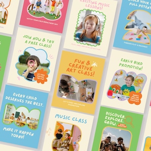 30 Kids Theme Instagram Portrait Post Templates | Fully editable in Canva l Colorful Templates l Children Instagram Post l School Nursery