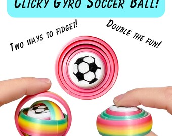 Clicker Gyro de fútbol: juguete sensorial impreso en 3D, juguete antiestrés doble