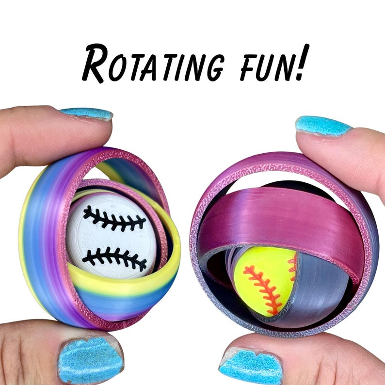 Baseball Softball Clicker Gyro: 3D Printed Sensory Toy, Double Fidget ...