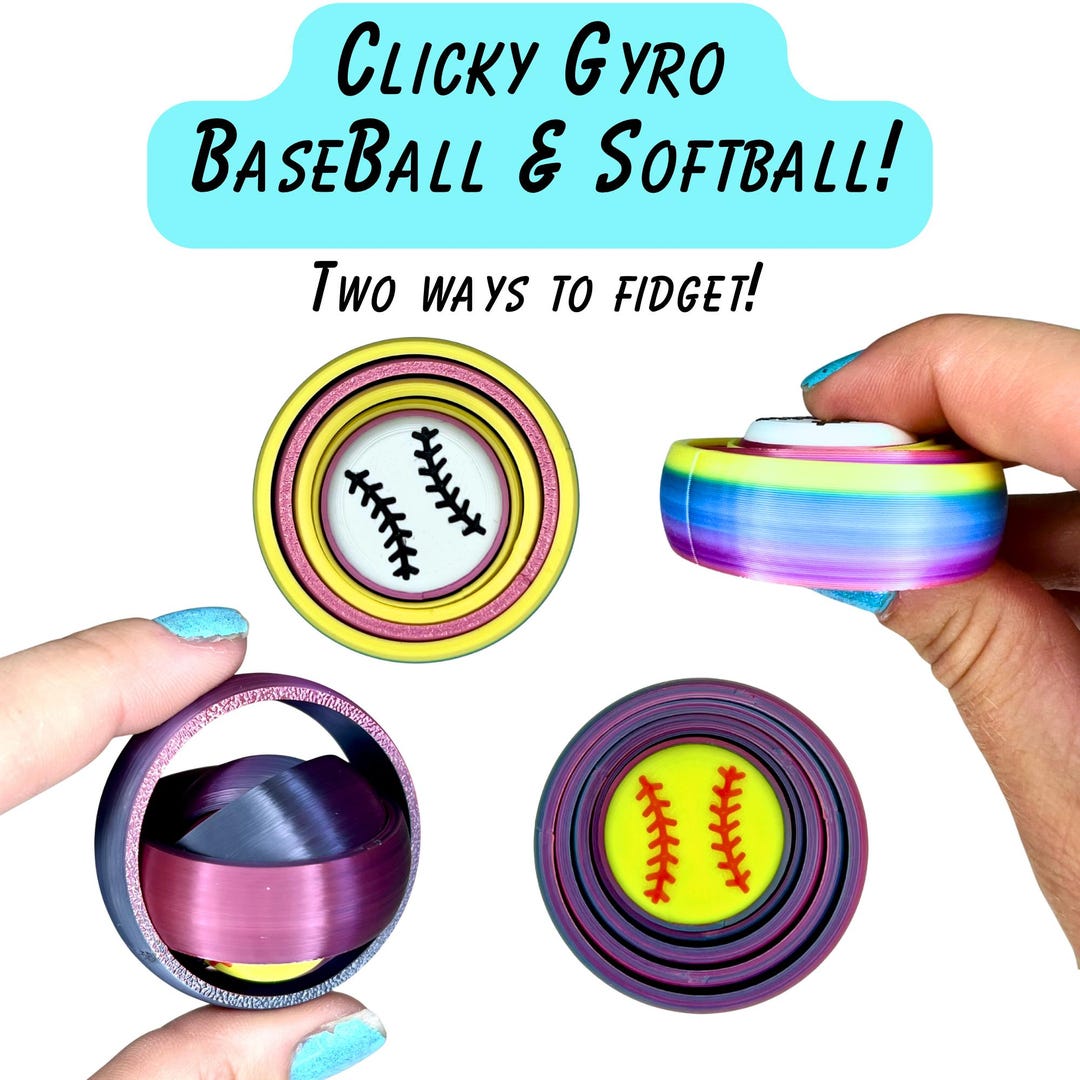 Baseball Softball Clicker Gyro: 3D Printed Sensory Toy, Double Fidget ...