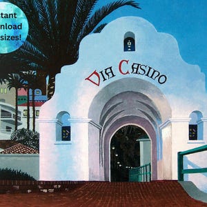 Catalina Island Via Kasino Torbogen, Catalina Malerei, druckbare Karten, druckbare Kunst, Avalon Arch, Island Art, kalifornische Kunst