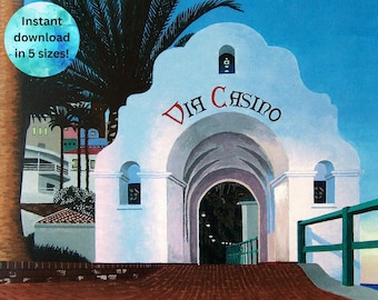 Impresión artística de la Isla Catalina: Pintura del Arco del Casino (Descarga digital)