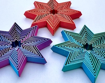 Juguete sensorial geométrico con forma de estrella fractal impreso en 3D