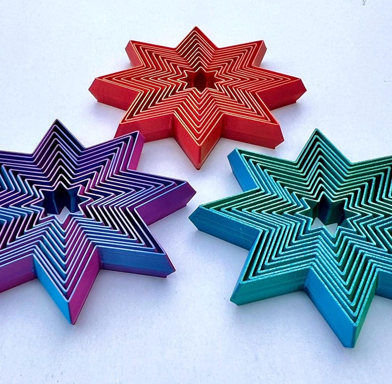 3D Printed Fractal Fidget Star: Geometric Sensory Toy - Etsy