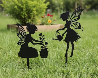 Fee Statue Gartenstecker, Fee Metall Gartenstecker, Blumen Feen Outdoor Wunderliche Gartenfigur, Fee Skulptur, Hof Kunst