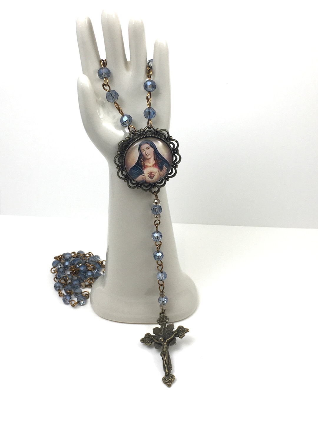 Sacred Heart of Mary Image Rosary - Etsy