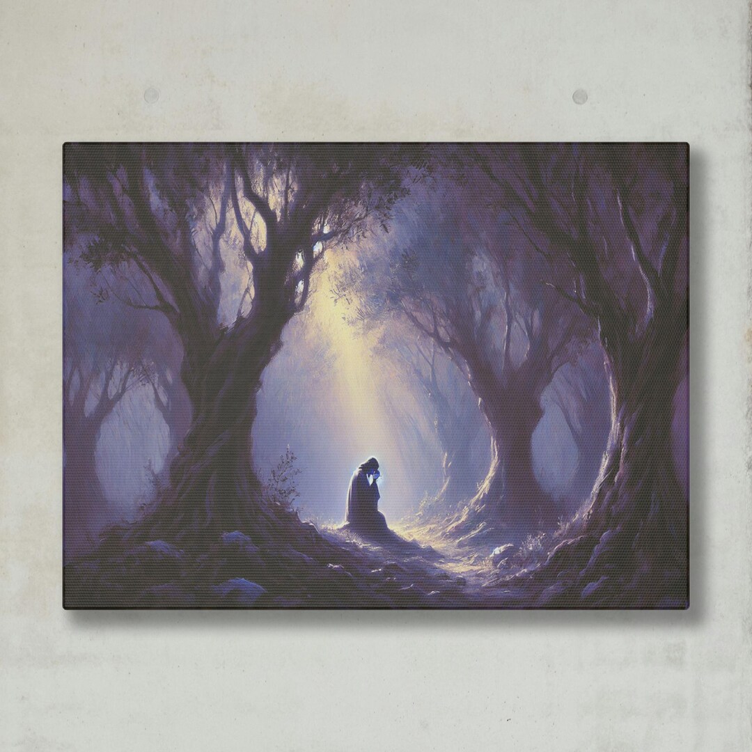 Jesus in the Garden of Gethsemane Wall Art, Christian Home Decor, Matte ...