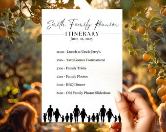 Family Reunion Itinerary Template - Editable Canva Schedule, Printable Agenda, Family Gathering Planner Download, Itinerary Sheet, ID100