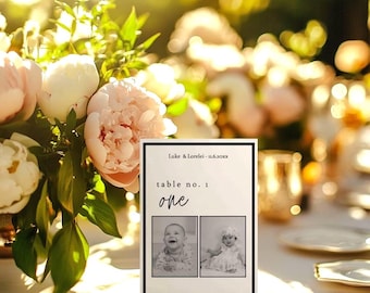 Wedding Table Numbers Template, Wedding Reception Table Numbers, When We Were Table Numbers, Wedding Signage, Editable Canva Template, W107B