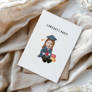 Grappige afstudeerkaartsjabloon, babyfoto grad-kaart, gepersonaliseerde aangepaste afstuderen aandenken, bewerkbare kaart downloaden, klasse van 2025, MMS05