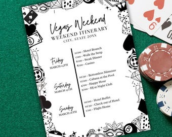 Las Vegas Birthday Weekend Itinerary Template, Las Vegas Weekend Agenda, Editable Party Schedule, Vacation Itinerary Instant Download IA705B