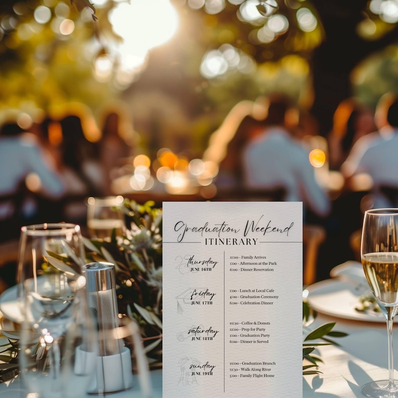 Graduation Weekend Itinerary Template, Class of 2025 Senior Graduation ...