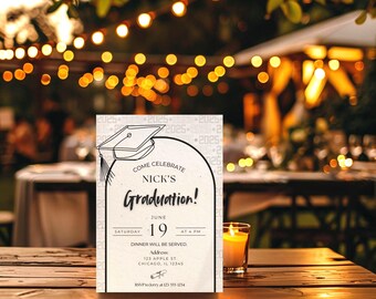 Digital Graduation Invitation, Modern Graduation Announcement, High School Graduation Party, Class of 2025 Senior, Canva Template, PI102B