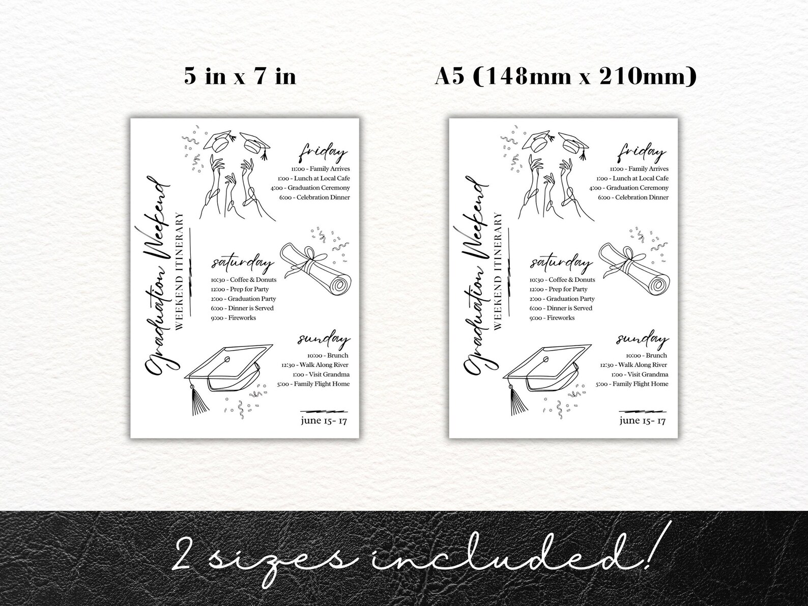 Graduation Weekend Itinerary Template, Class of 2025 Senior Graduation ...