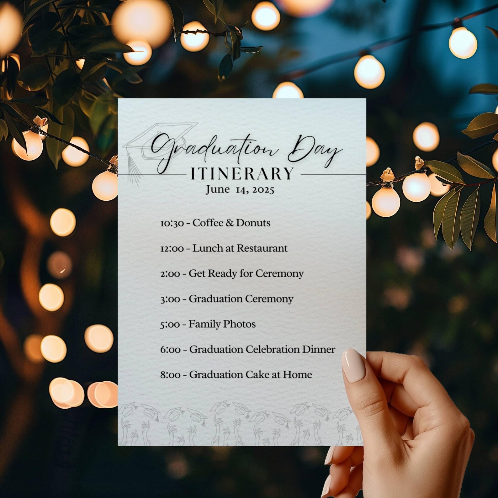 Graduation Day Itinerary Template, Class of 2025 Senior, Graduation ...