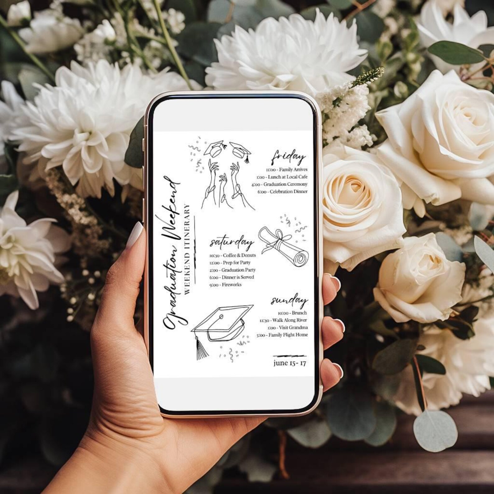 Graduation Weekend Itinerary Template, Class of 2025 Senior Graduation ...