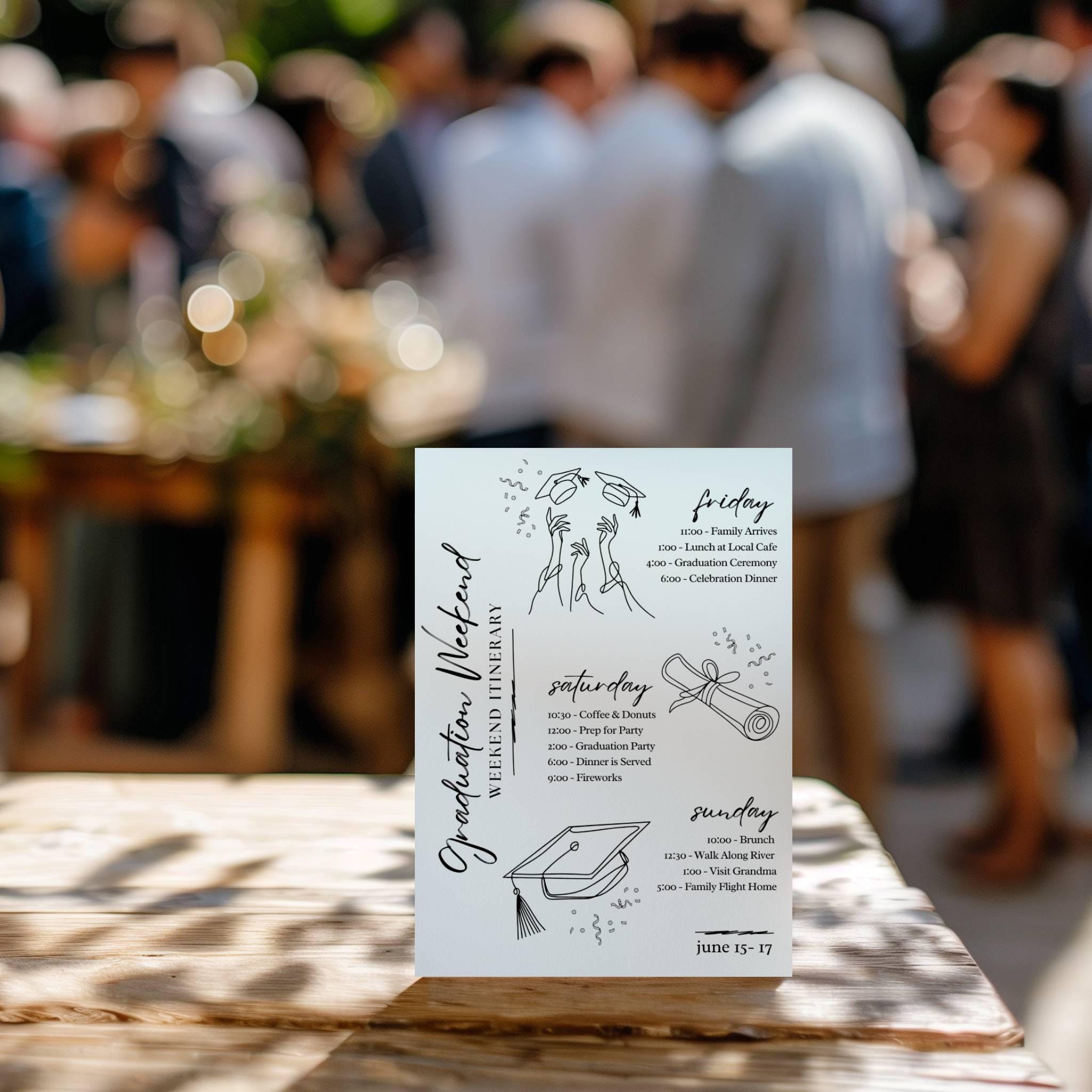 Graduation Weekend Itinerary Template, Class of 2025 Senior Graduation ...