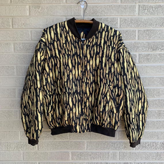 Vtg Selene Silk Bomber Jacket MEDIUM Bold Pattern Funky UK