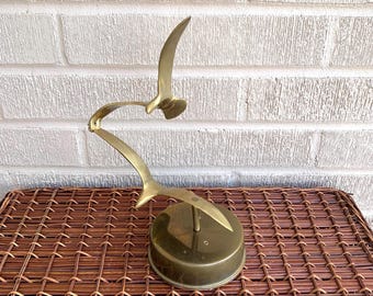 Vtg Brass Seagulls Music Box Brass Figurine Birds Beach Coastal