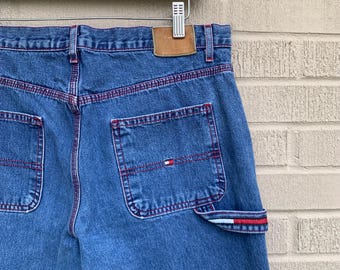 Y2K Tommy Hilfiger Carpenter Jeans Capris 36” Waist / 36X24 Red Stitch