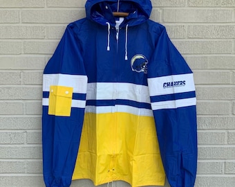 Vtg 2000-2001 Season Unworn San Diego Chargers NFL Windbreaker Rain Jacket LARGE Los Angeles L.A. Retractable Hood Vented NOS Football