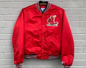 Vtg St. Louis Cardinals Bomber Jacket YOUTH LARGE Starter Red Satin Bomber MLB Missouri Baseball Embroidered Patch