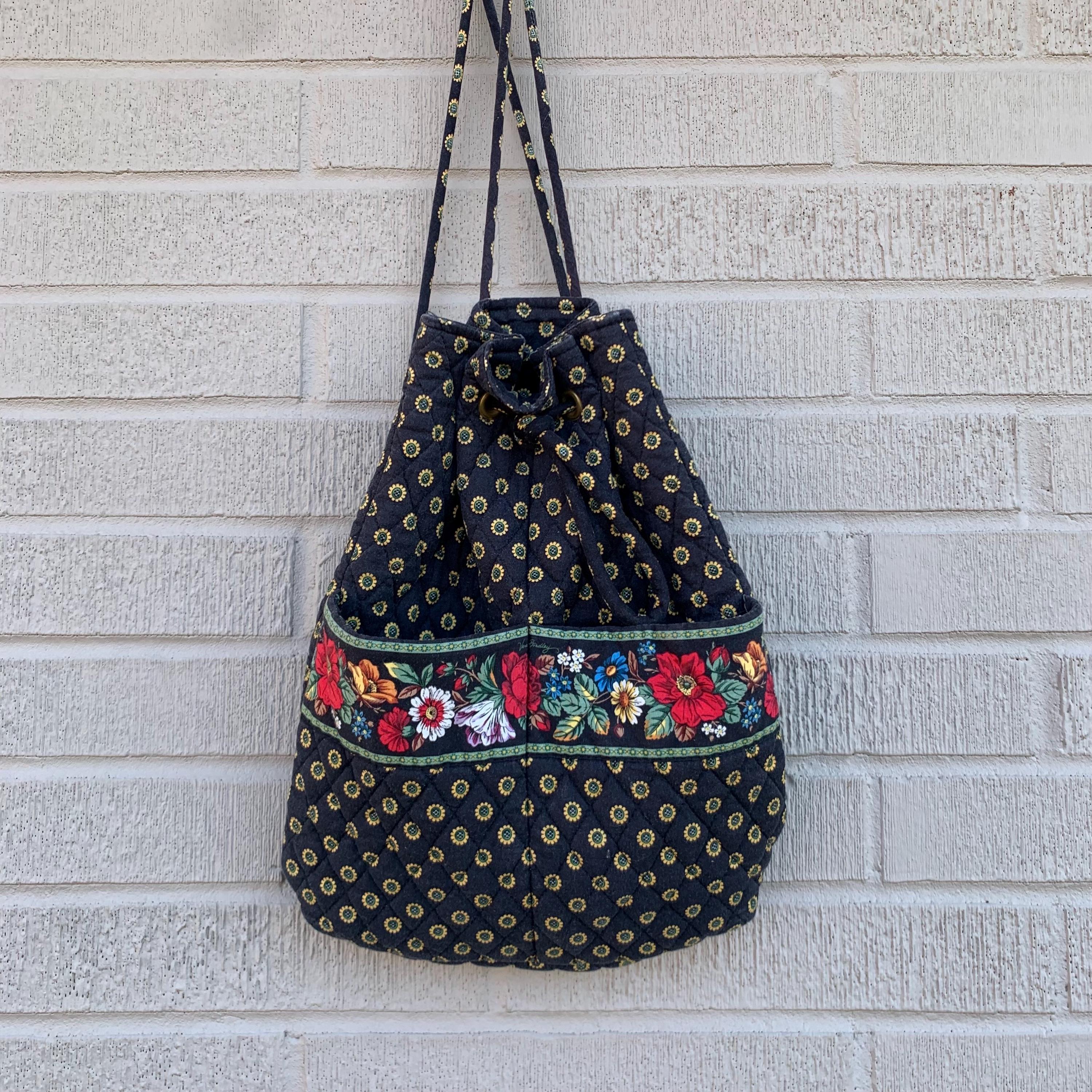 Vtg Retired Vera Bradley Vibrant Black Mini Backpack  display picture 2