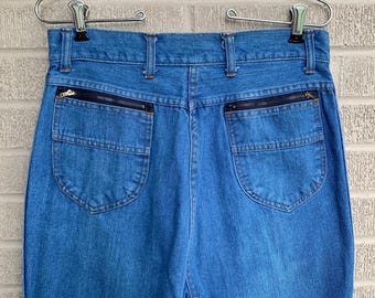 Vtg 70s Kmart Jeans 30” Waist Zip Pockets Medium Wash Denim 1970s Jeans 100% Cotton Vintage Denim