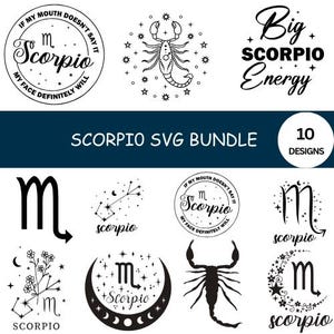 Skorpion SVG-Bundle, Sternzeichen Skorpion, Skorpion Png-Bundle, Skorpion Sternzeichen, Skorpion Zeichen für Cricut Silhouette, Sofort Download