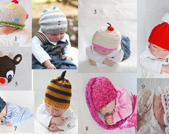 SALE Newborn Baby Hats, Pixie  Hats, Elf Hats, Novelty Hats