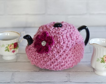 Pink 4-6 Cup Super Chunky Knitted Teacozy Cover - 24 shades