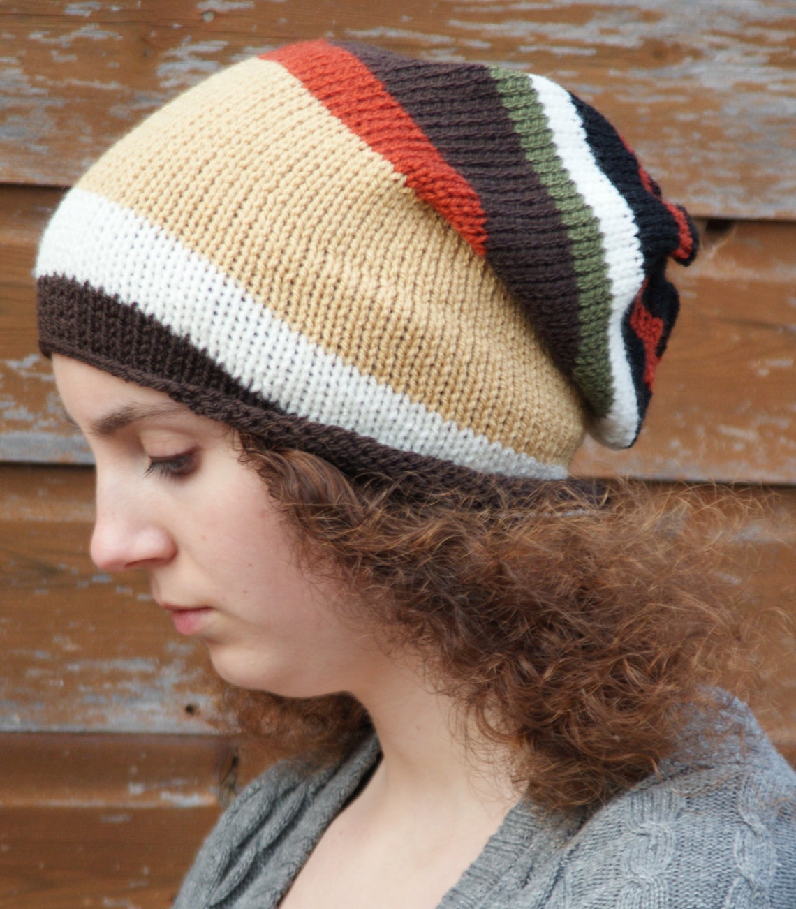 Knitted Oversized Slouchy Beanie Heads 22 24 Etsy