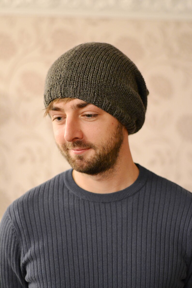 Slouchy Hat Dark Gray Fall Hat Mens Slouch Hat Oversized - Etsy